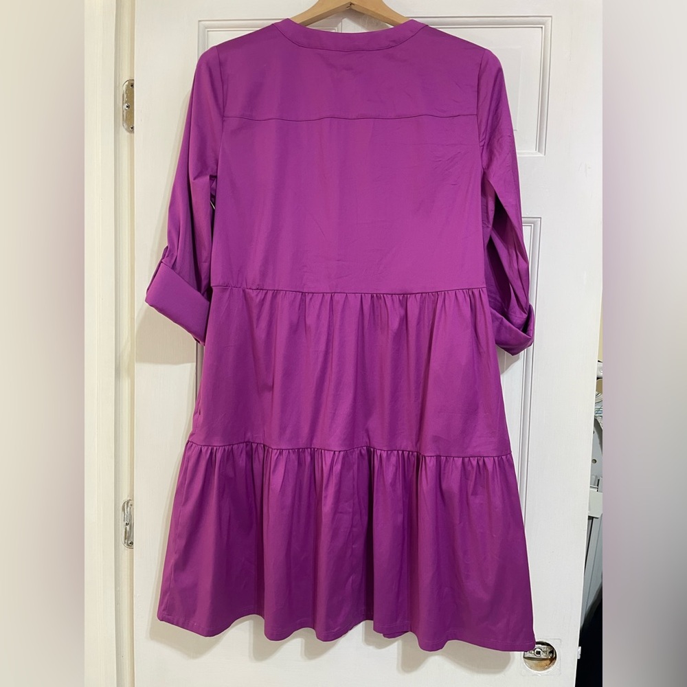 NWT Chicos size 1 (US size 8) Tiered Mini Dress African violet colorway - Picture 5 of 5